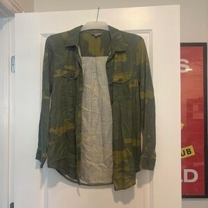 Rubbish Camouflage Camo Long Sleeve Button Up Top